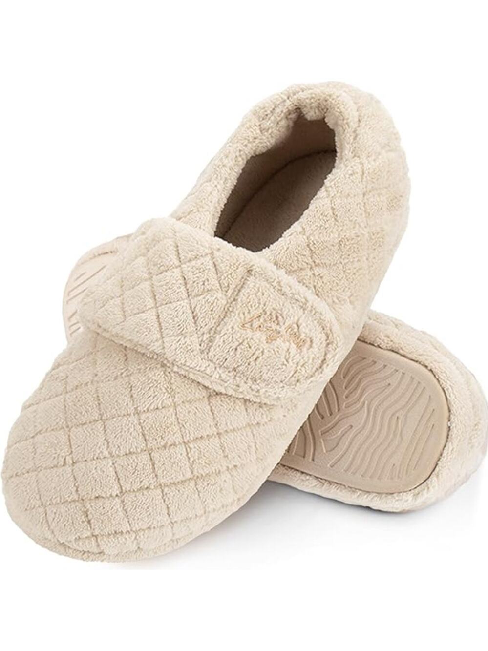 LazyStep Womens Nana Adjustable Slipper Beige Large 9/10 NWT